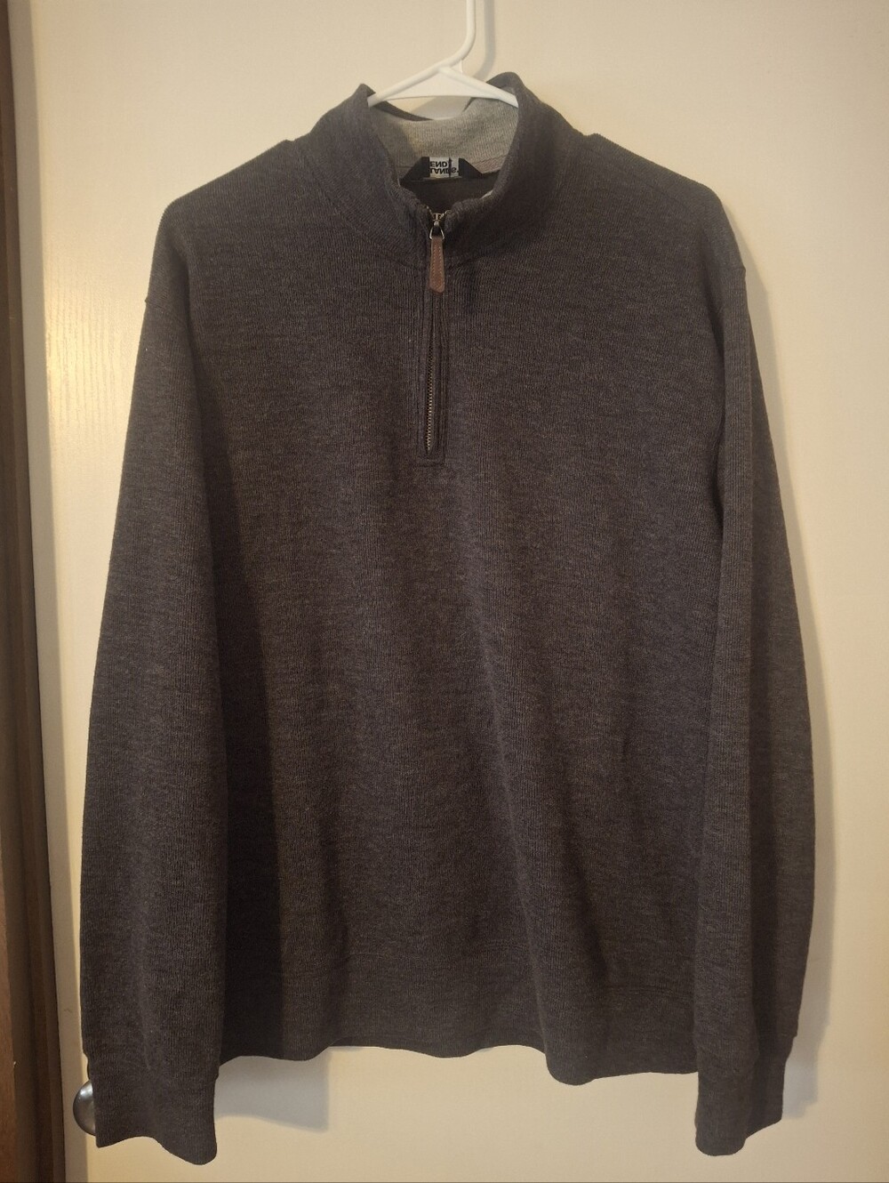 Lands' End Men's Dark Charcoal Half-Zip Sweater